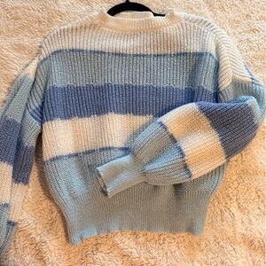 SHEIN Blue and White Striped Sweater
